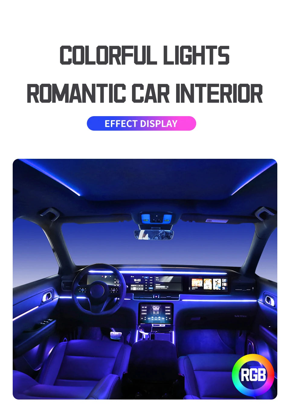 Led Car Ambient Lights RGB 213 64 Color Acrylic Strips
