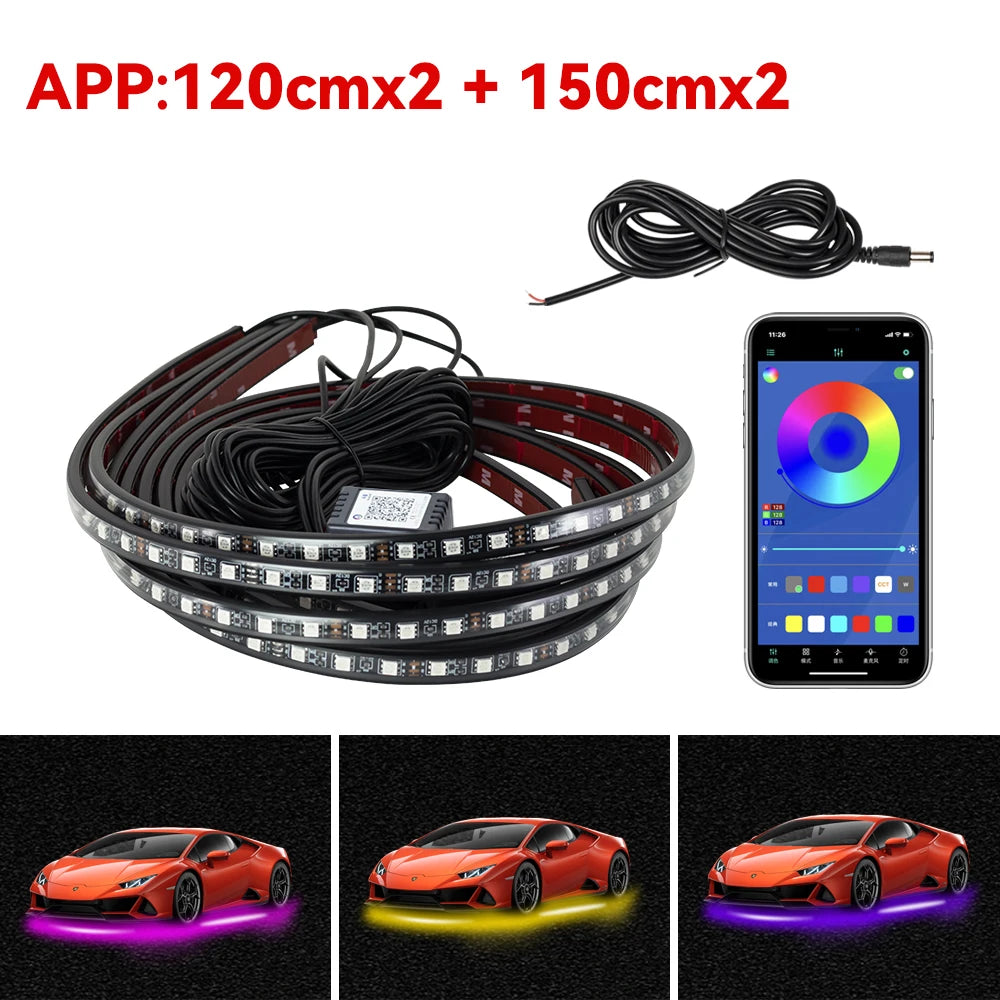 Car Charssis Flexible LED Strip Light LED Underbody APP Control