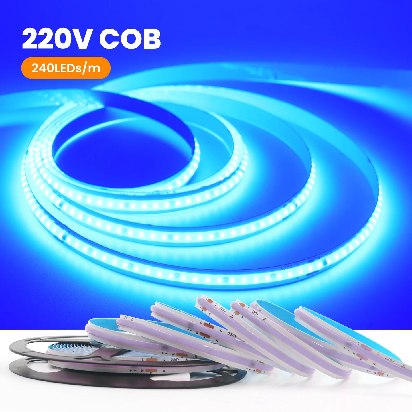 AC 220V COB Strip 240Leds/ Flexible Ribbon LED Light