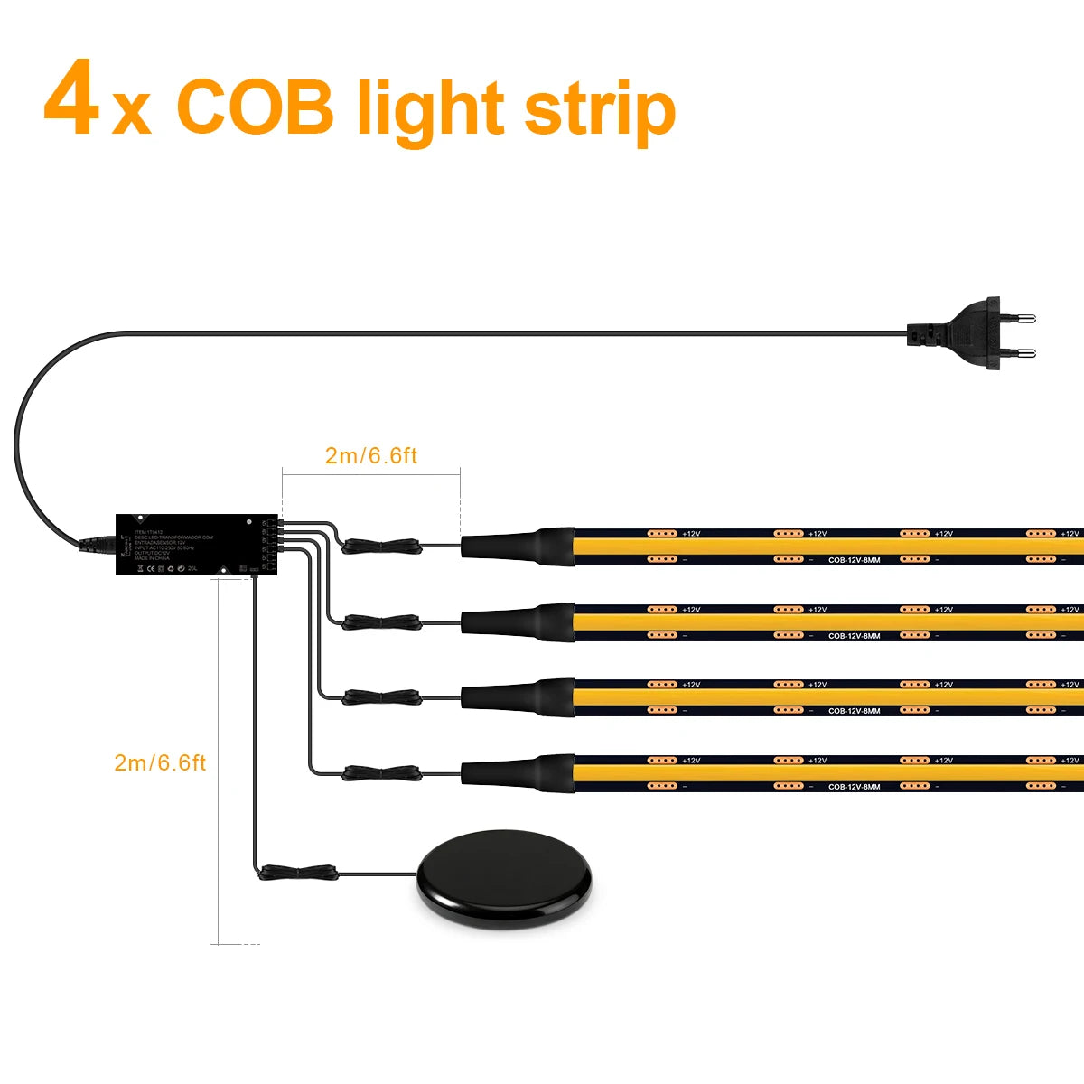 Touch Dimmable Black PCB LED Strip Light COB Tape