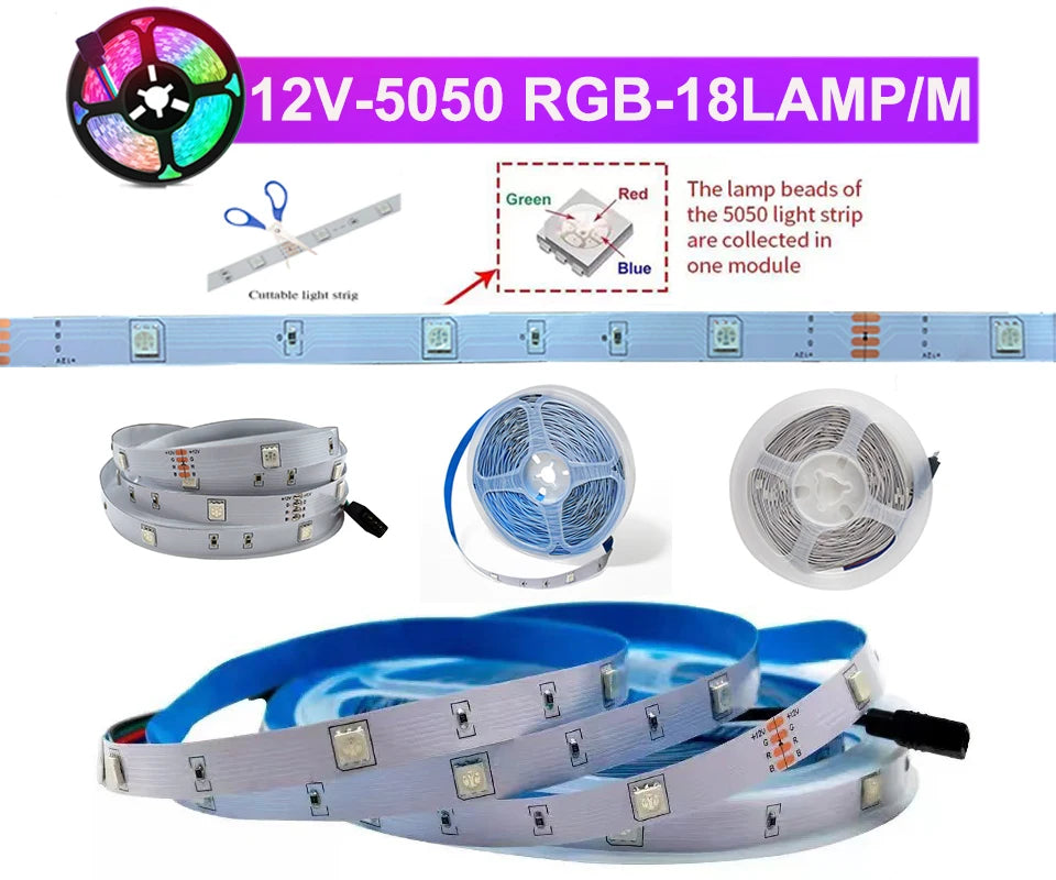 12v Led Strip Lights Rgb 5050 Led Tape Light 12V Flexible Led Lighting Strips