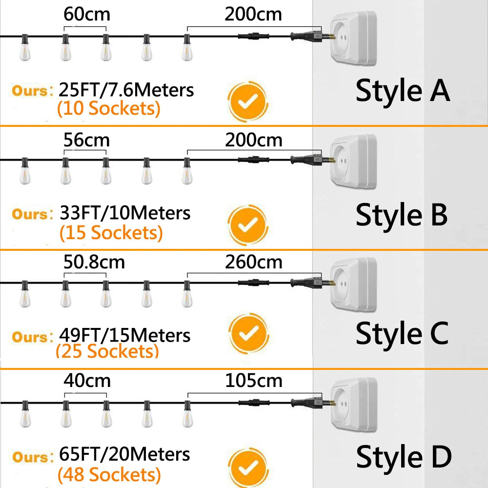 Waterproof Garden Festoon LED Light Outdoor String Lights