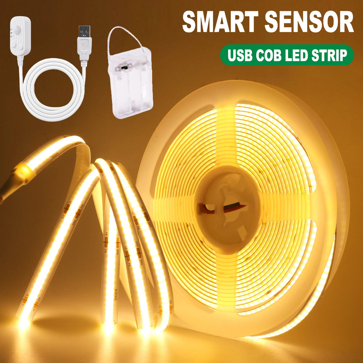 5V 3mm 5mm 8mm COB LED Strip Lights USB Motion Sensor