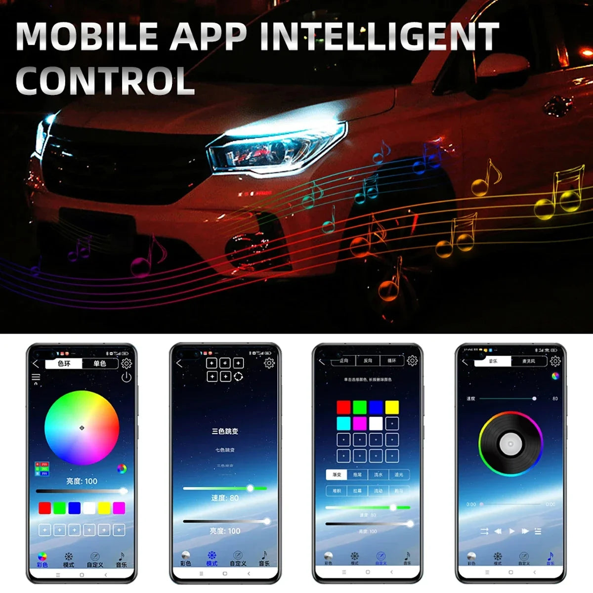 Dynamic Drl RGB Universal LED Headlights Strip Sequential Tun Signal Strip