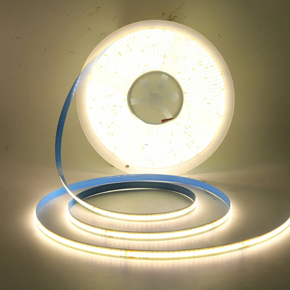 220V 110V COB LED 5m 10m 20m 50m Strip Light 2pin Power Kit