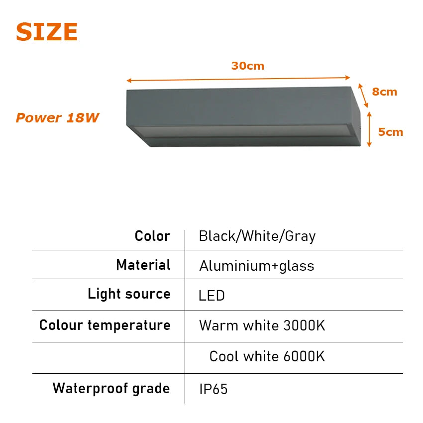 Modern Led Waterproof Outdoor Up Down Wall Lamp