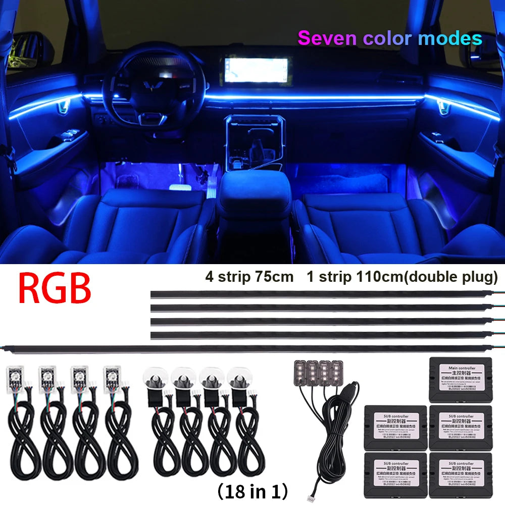 18 in 1 Newest Hidden Car LED Ambient Light Smoke