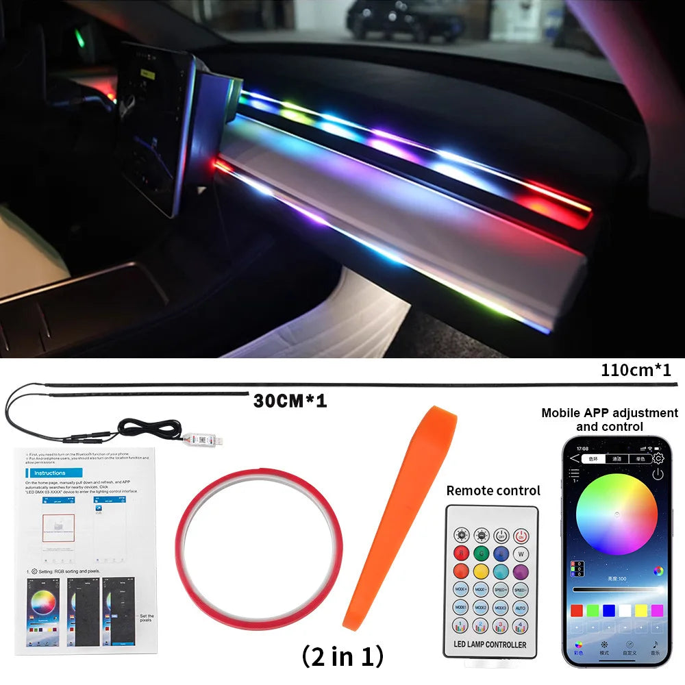 Led Streamer Car Ambient Light Full Color RGB Strip