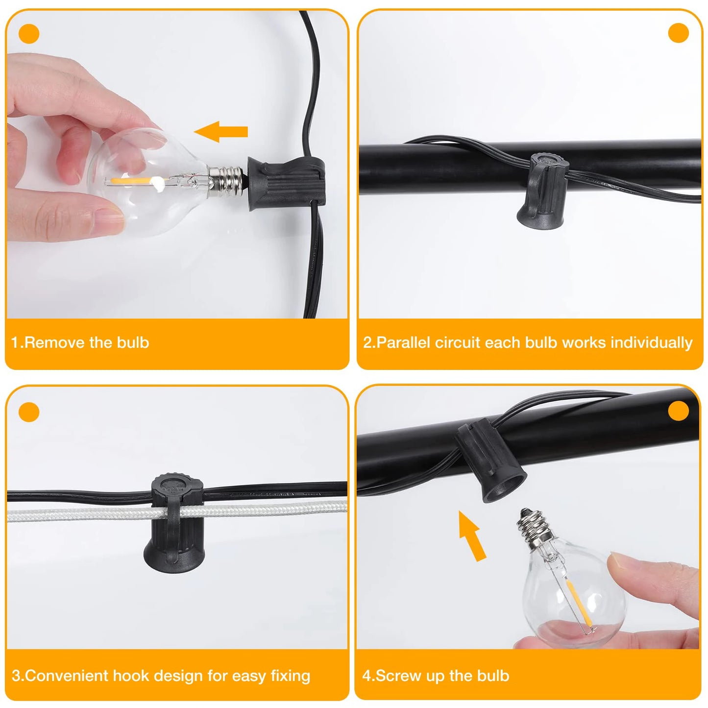 Vintage G40 LED String Lights Dimmable Fairy Light