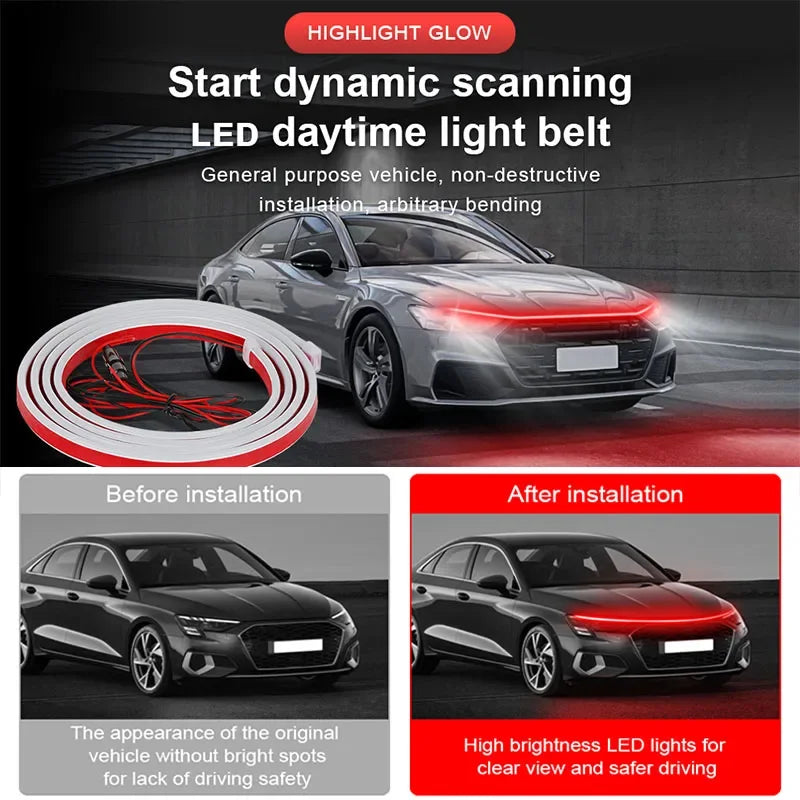 Daytime Running Lights LED Engine Hood Light Bar Kit