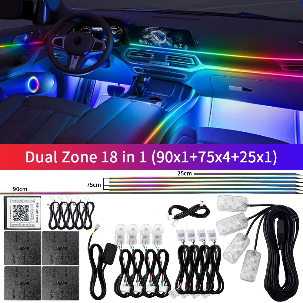 Dual Zone 18 in 1 Symphony RGB Car Ambient Light