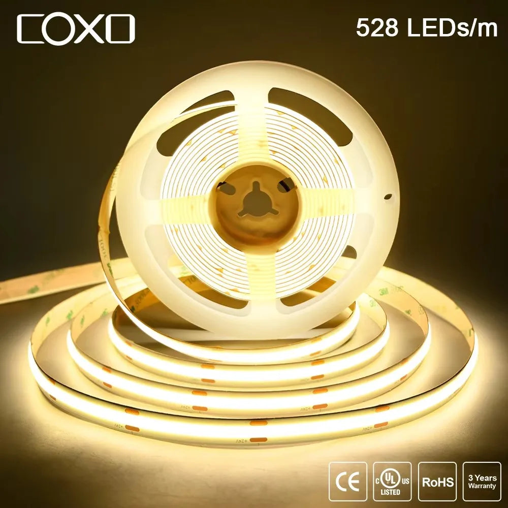 Linear Dimmable 24V 12V COB LED Strip Light For Room Decor