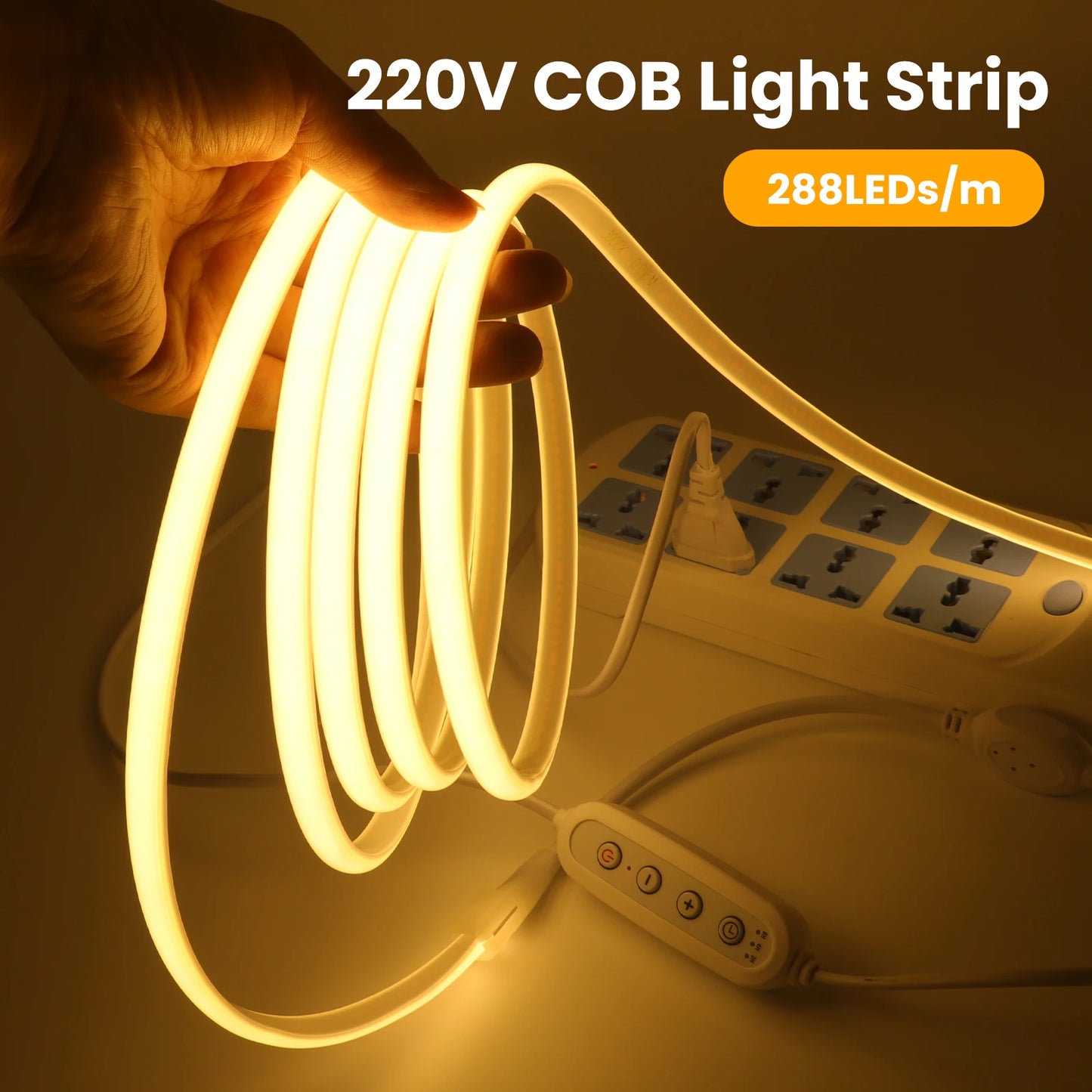 AC 220V Dimmable COB LED Neon Strip With Dimmer Lighting