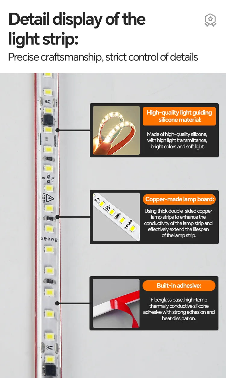 AC 220V LED Strip Light Waterproof Flexible Ribbon Tape