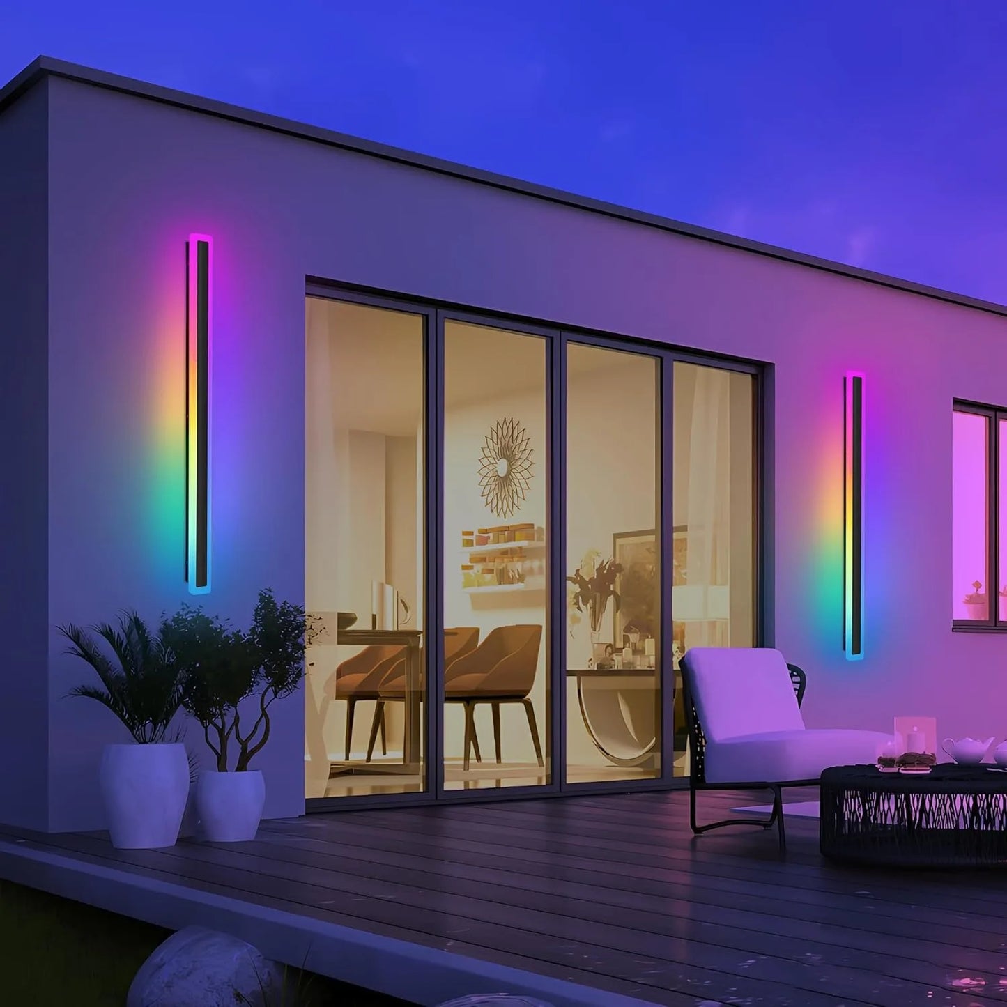 Outdoor Long Strip RGB LED Wall Lamp Remote/Tuya WiFi APP