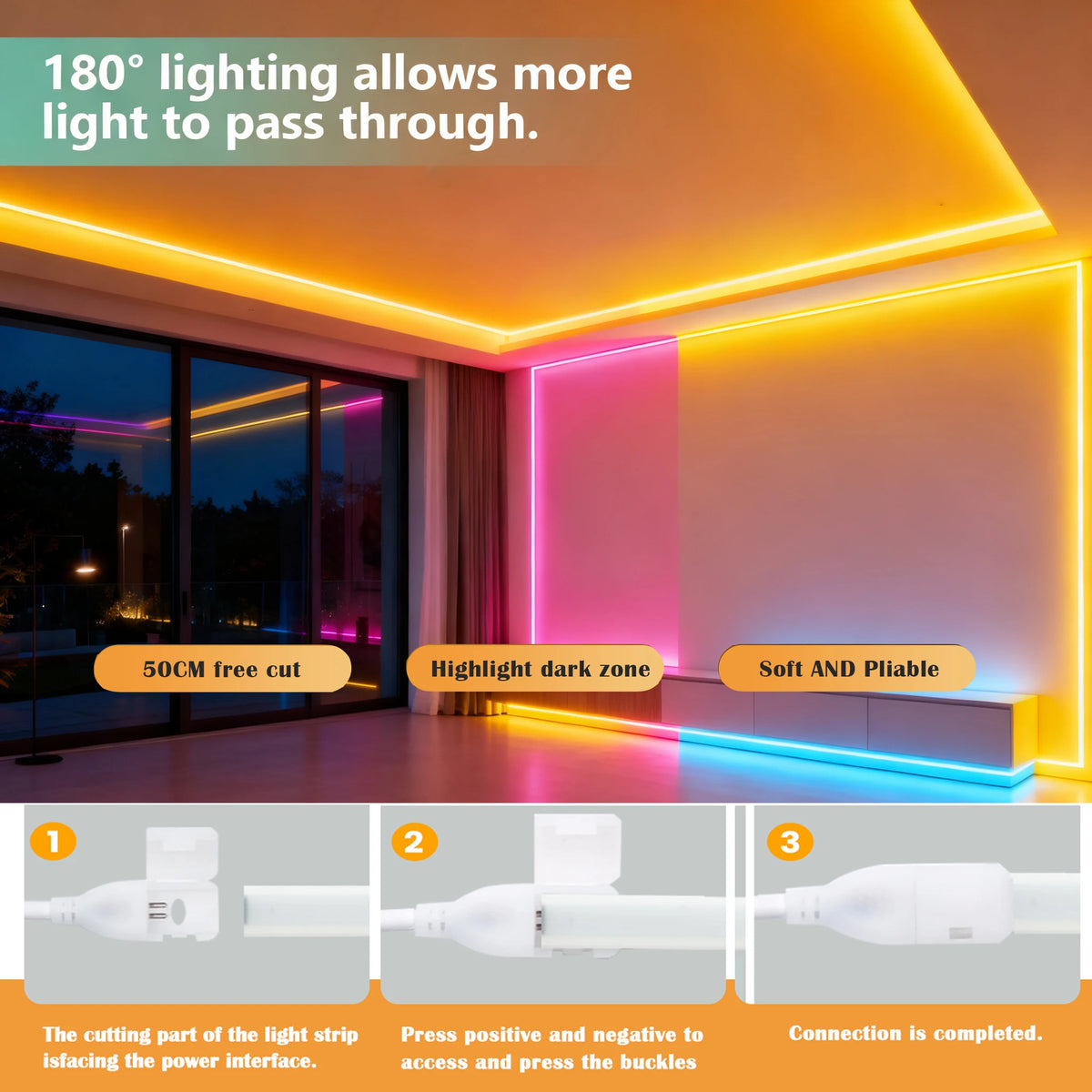 220V Dimmable COB LED Neon Strip Light Outdoor Waterproof Super Bright