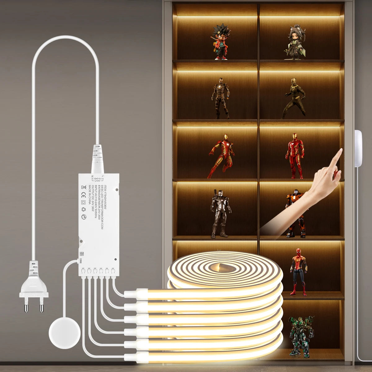 Neon Cob LED Strip Lights with Penetrable Wood Hand Sweep Touch