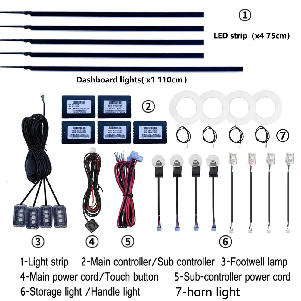 18 In 1 LED Car Ambient Lights Interior LED Acrylic Strip Light