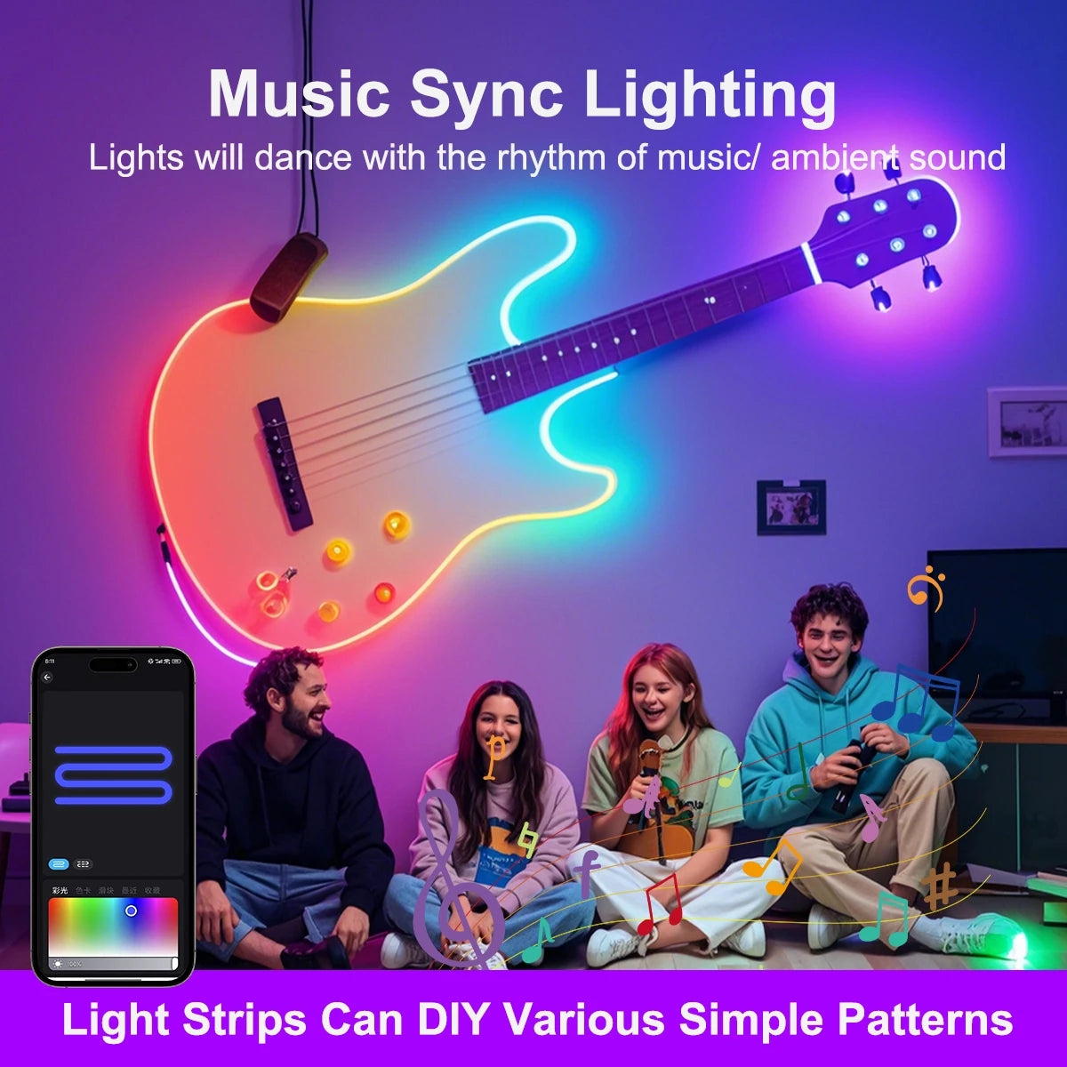 Smart WiFi and Bluetooth RGBIC Neon LED Strip Lights