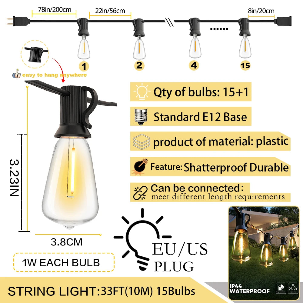 Outdoor LED Light Garland String Lighting Light Street Garland