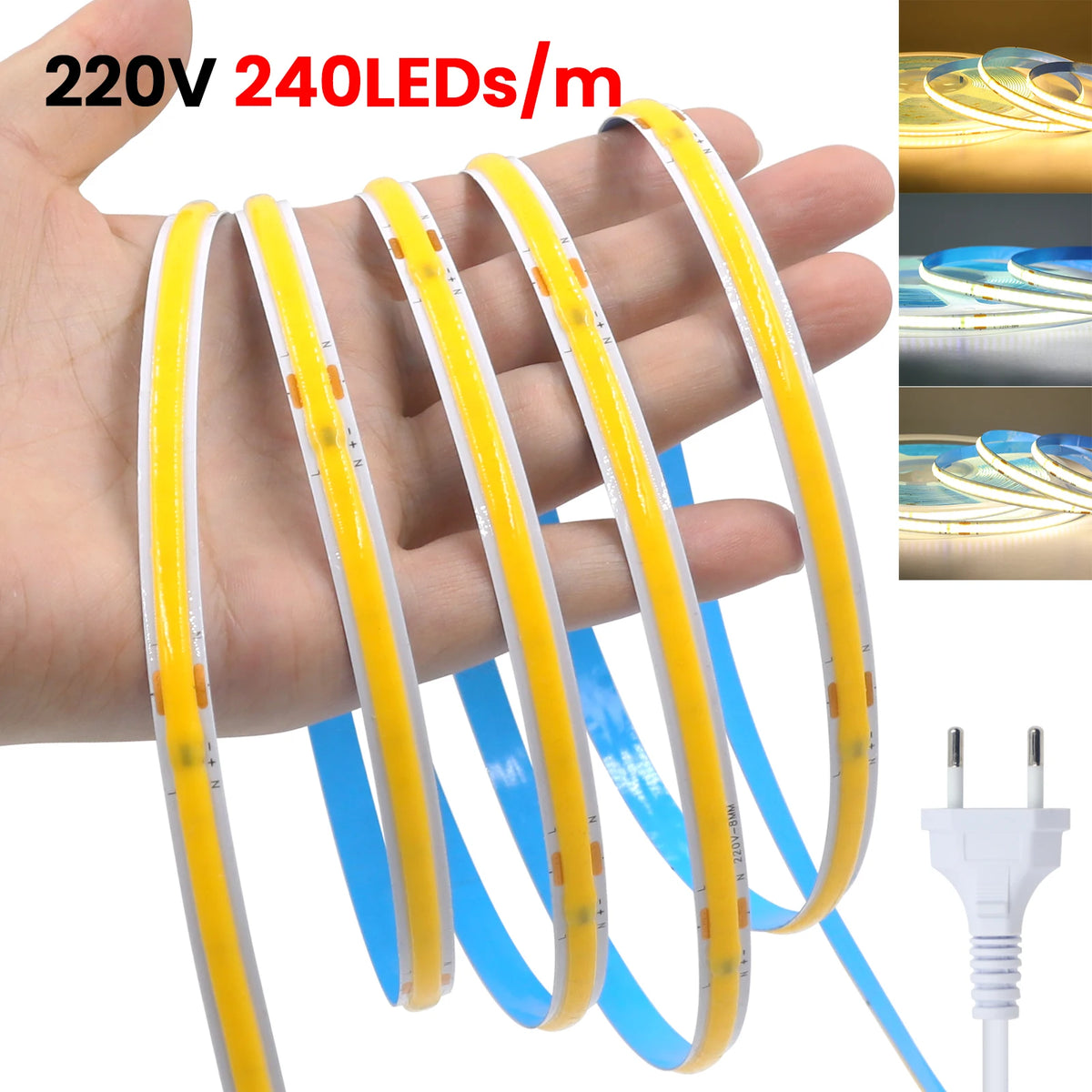 AC 110V 220V COB Strip PCB 8MM 240Leds For Home Decor