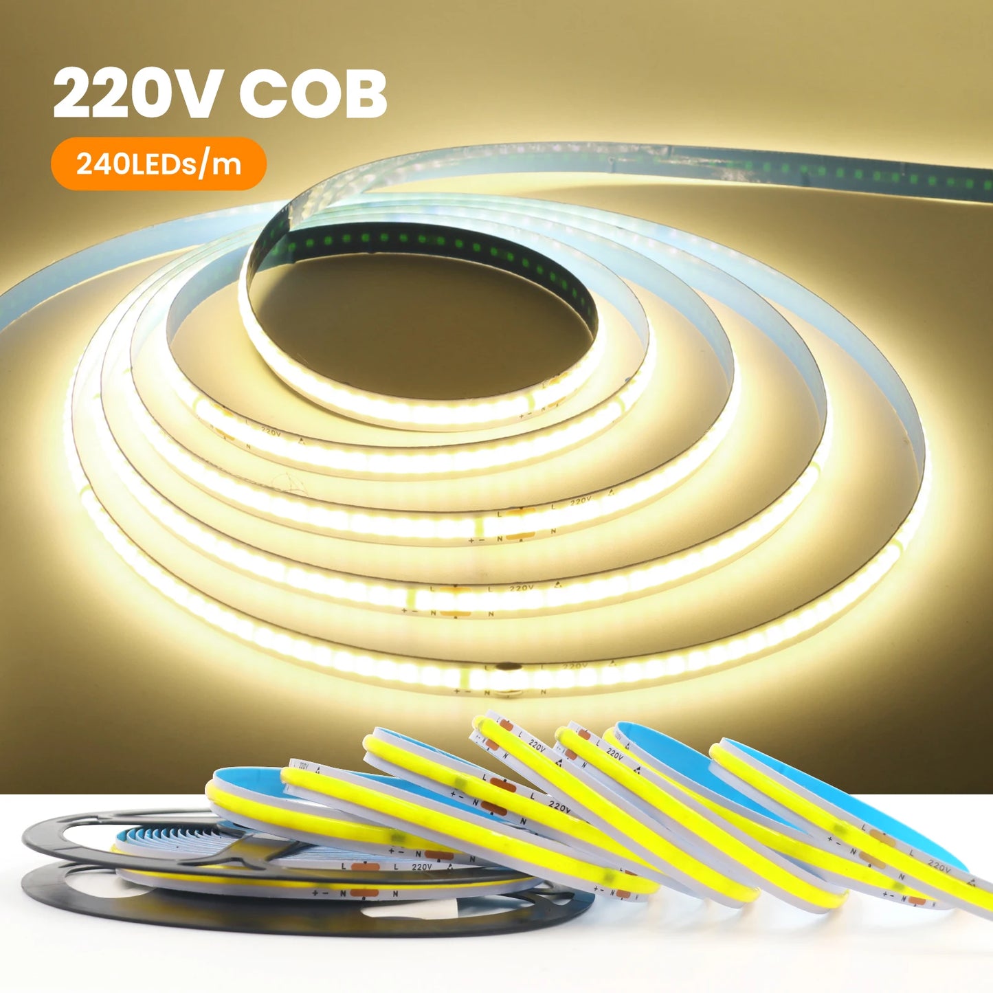AC 220V COB Strip 240Leds/ Flexible Ribbon LED Light