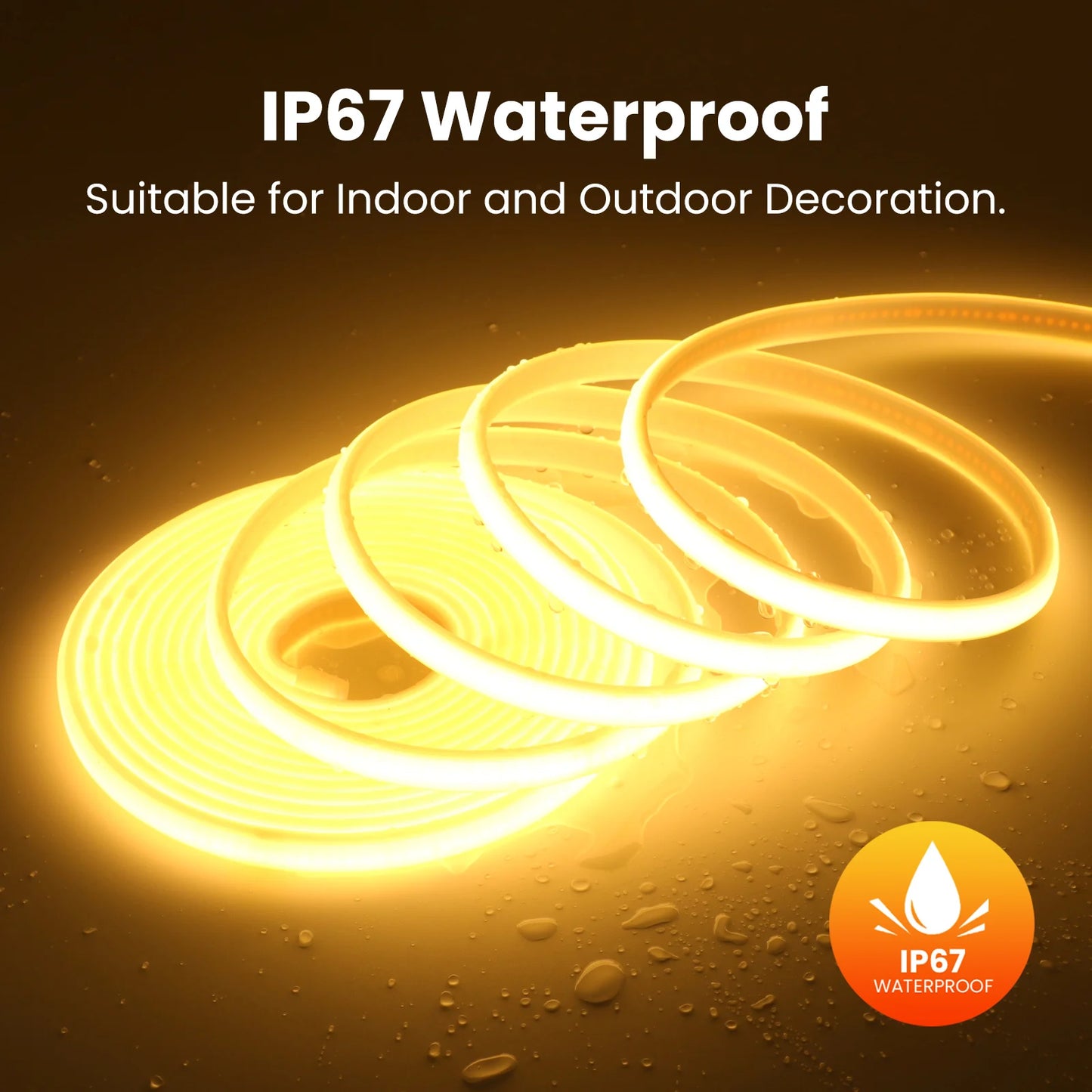 12V 24V COB LED Strip Light RA90 IP67 Waterproof Outdoor