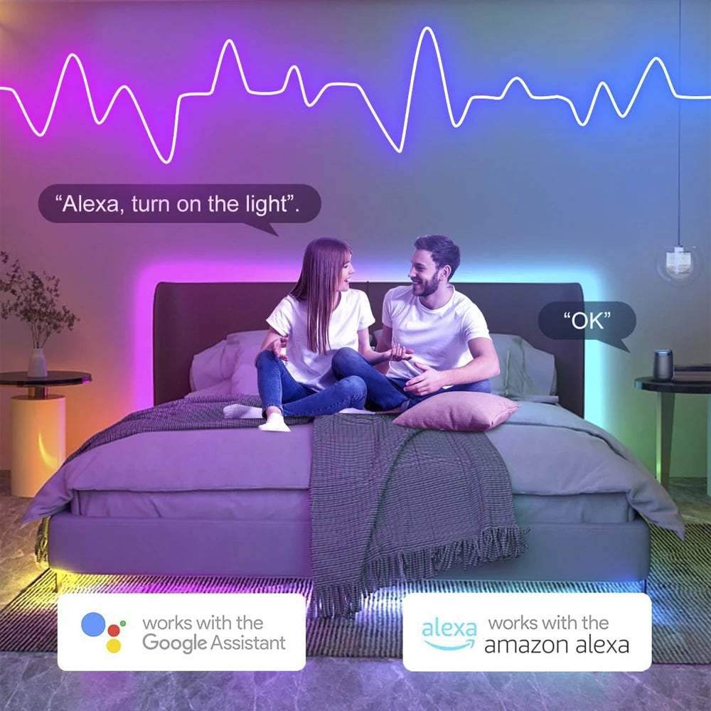 TUYA WIFI LED Neon Strip Lights RGBIC Waterproof Voice Control