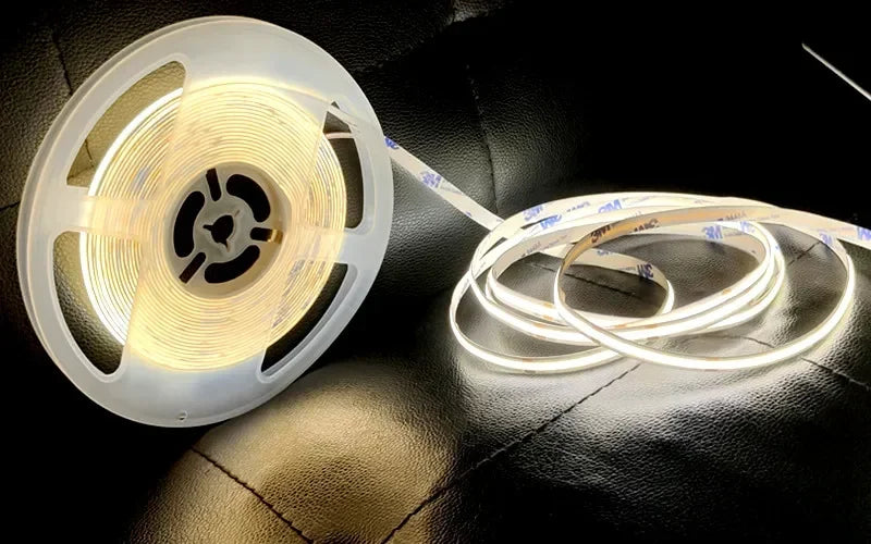 12V 24V COB LED Strip Ultra Thin 8MM Tape Light With DC Plug
