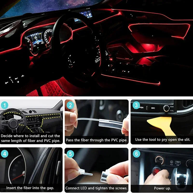Flexible EL Wire Lights With App Control Ambient Atmosphere Strip Light