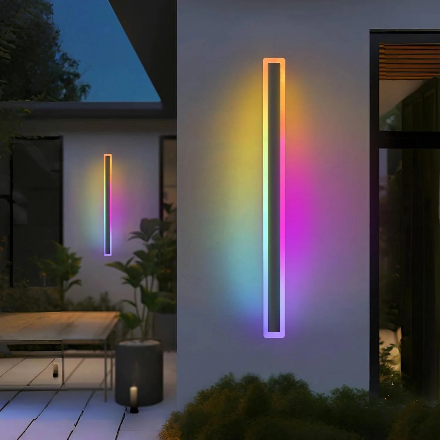Outdoor Long Strip RGB LED Wall Lamp Remote/Tuya WiFi APP