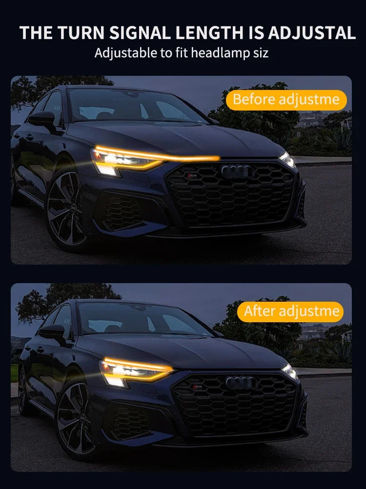 LED Yellow White Car Daytime Running Light Strip