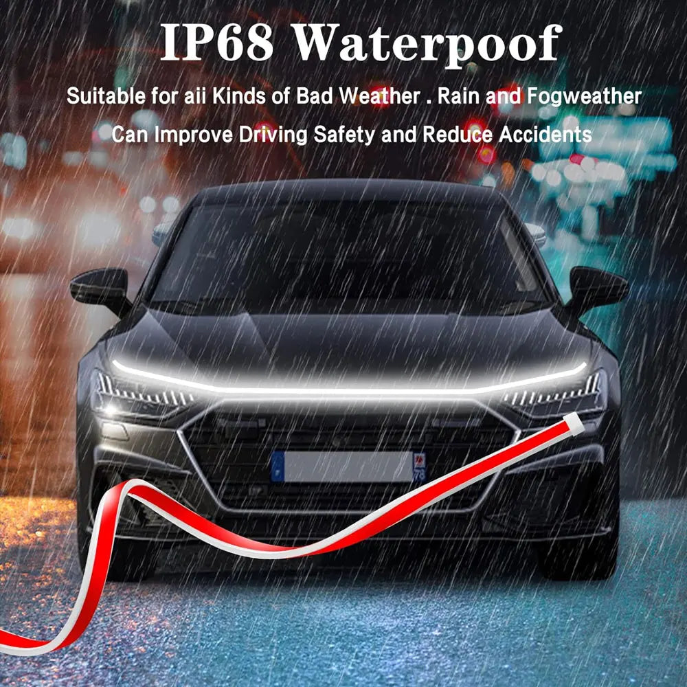 12V Scan Starting Led Car Hood Light Strip Decorative Strips Car