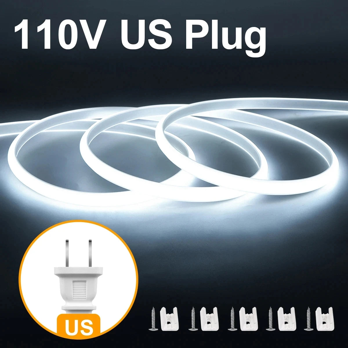 110V 220V Super Bright COB LED Strip with Switch FOB Tape Ribbon
