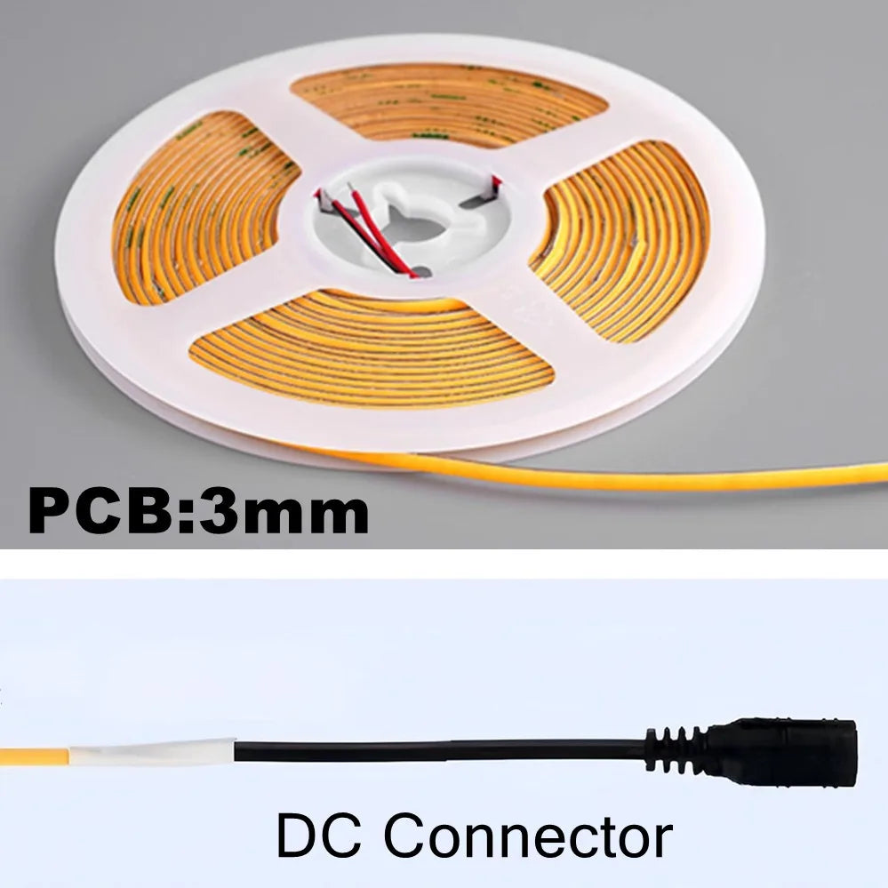3MM Ultra Thin COB LED Strip 5V Colorful Dimmable High Density Flexible Light