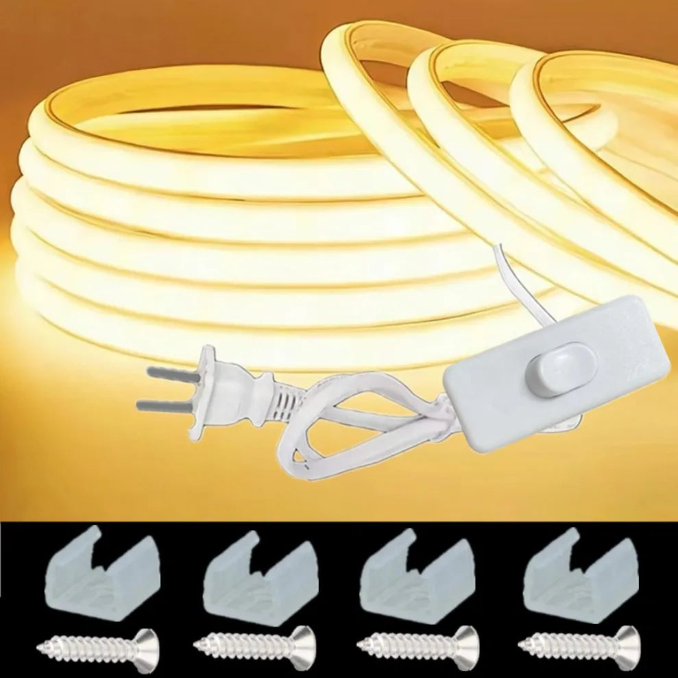1-30M 220V COB LED Lamp Strip 288LEDs/m RA90 Outdoor IP65