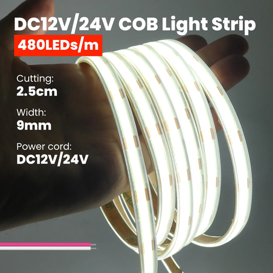 IP68 Waterproof COB LED Strip Lights 12V 24V 480Leds Diode Tape