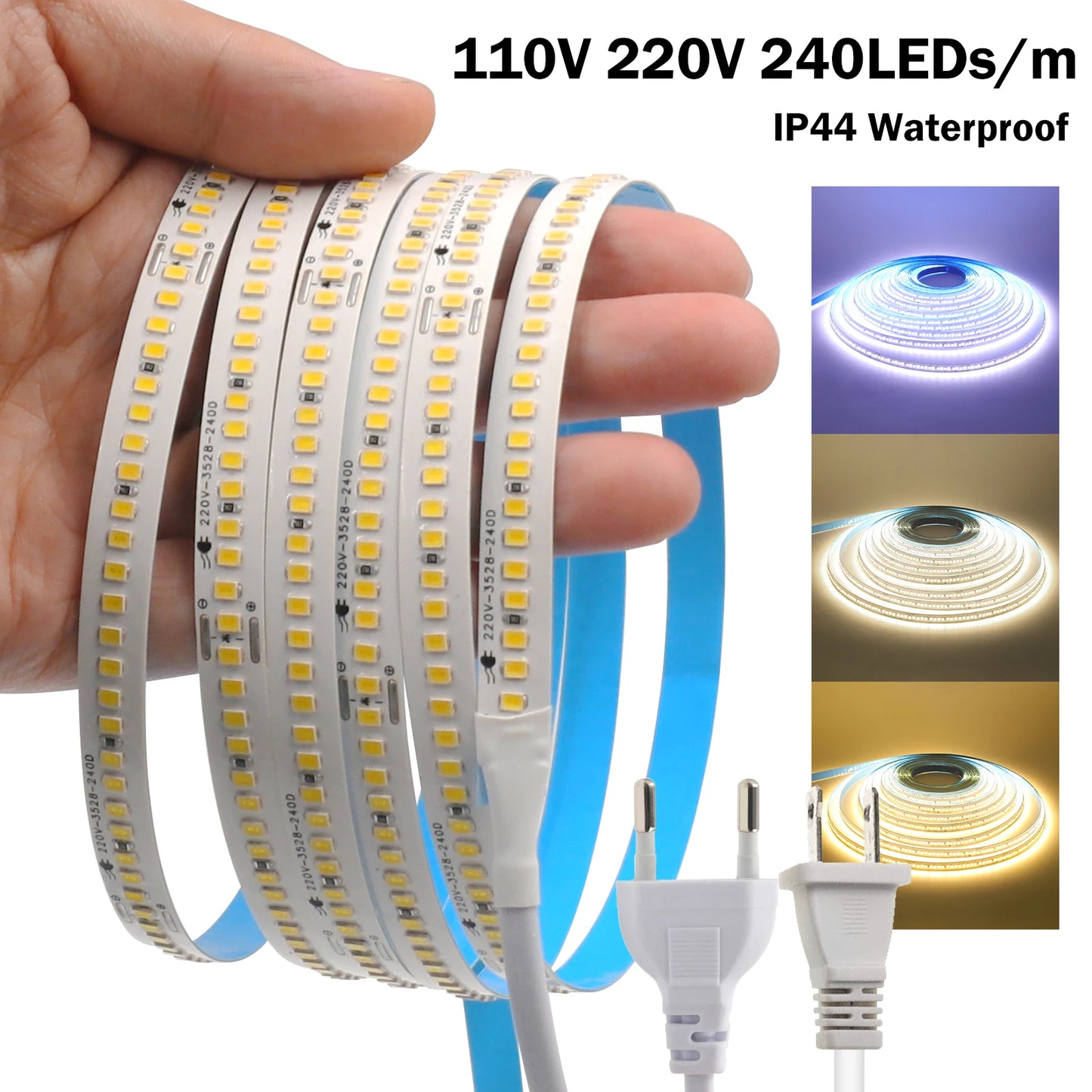 LED Strip Lights 220V 110V with EU US Plug High Bright
