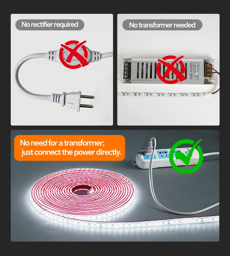 AC 220V LED Strip Light Waterproof Flexible Ribbon Tape