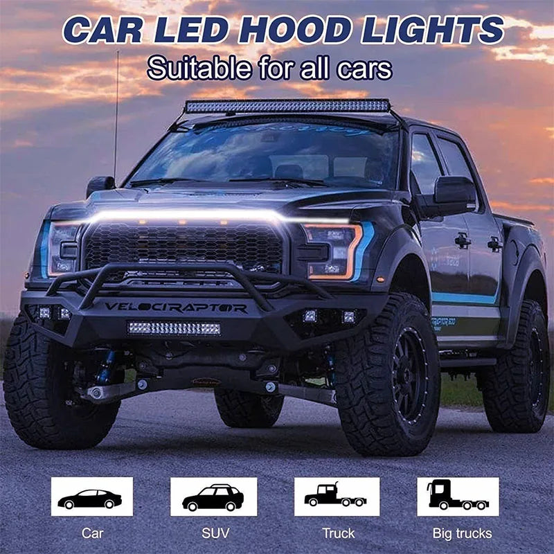 Daytime Running Lights LED Engine Hood Light Bar Kit