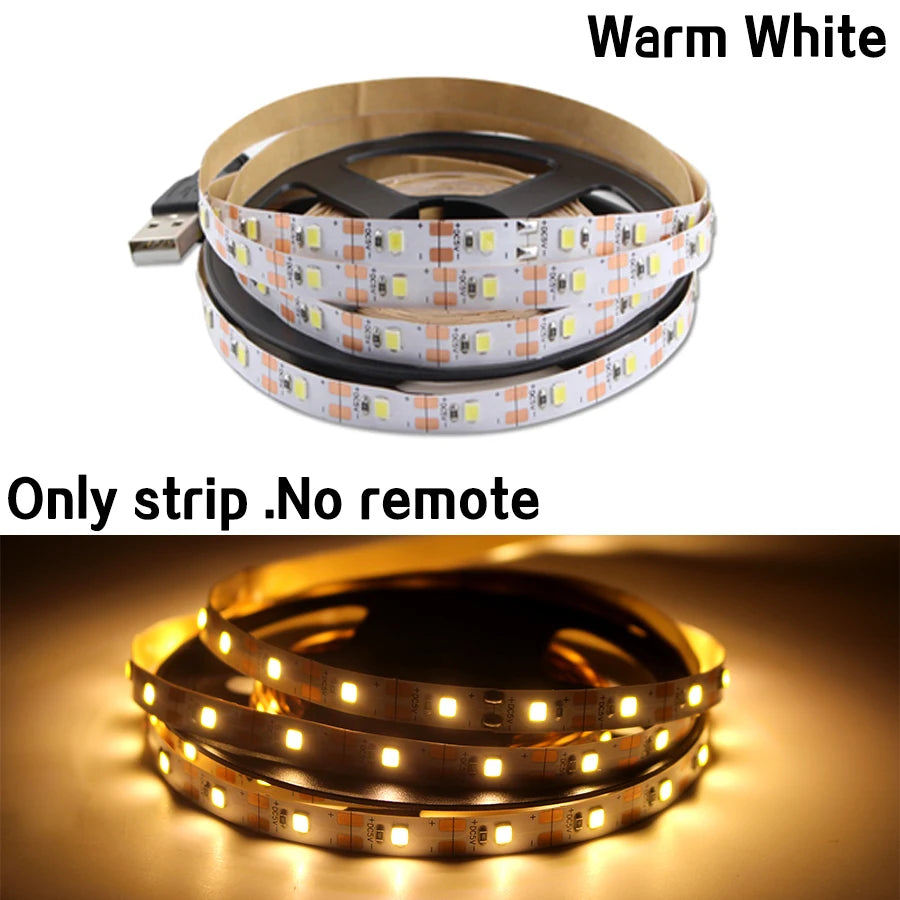 RGB PC LED TV USB Light Strip Backlight 2835 0.5m- 5m Warm White