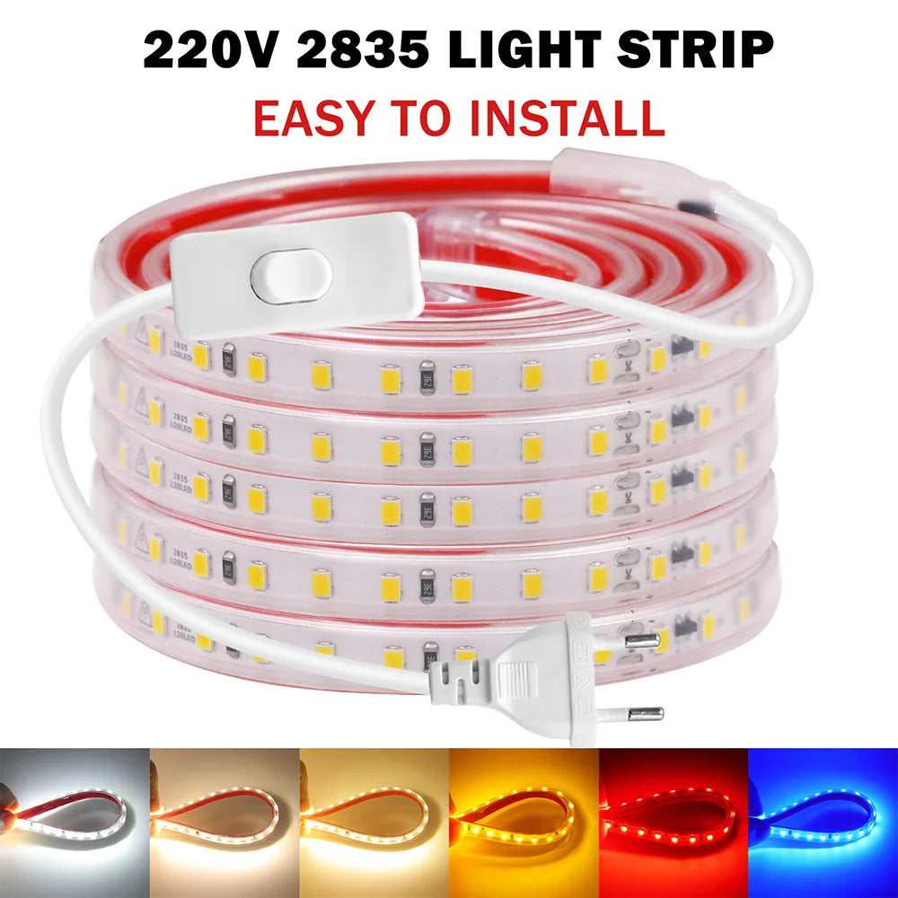 LED Strip Light Switch Power Kit 120LED/m AC 220 V Volt High Brightness Lighting