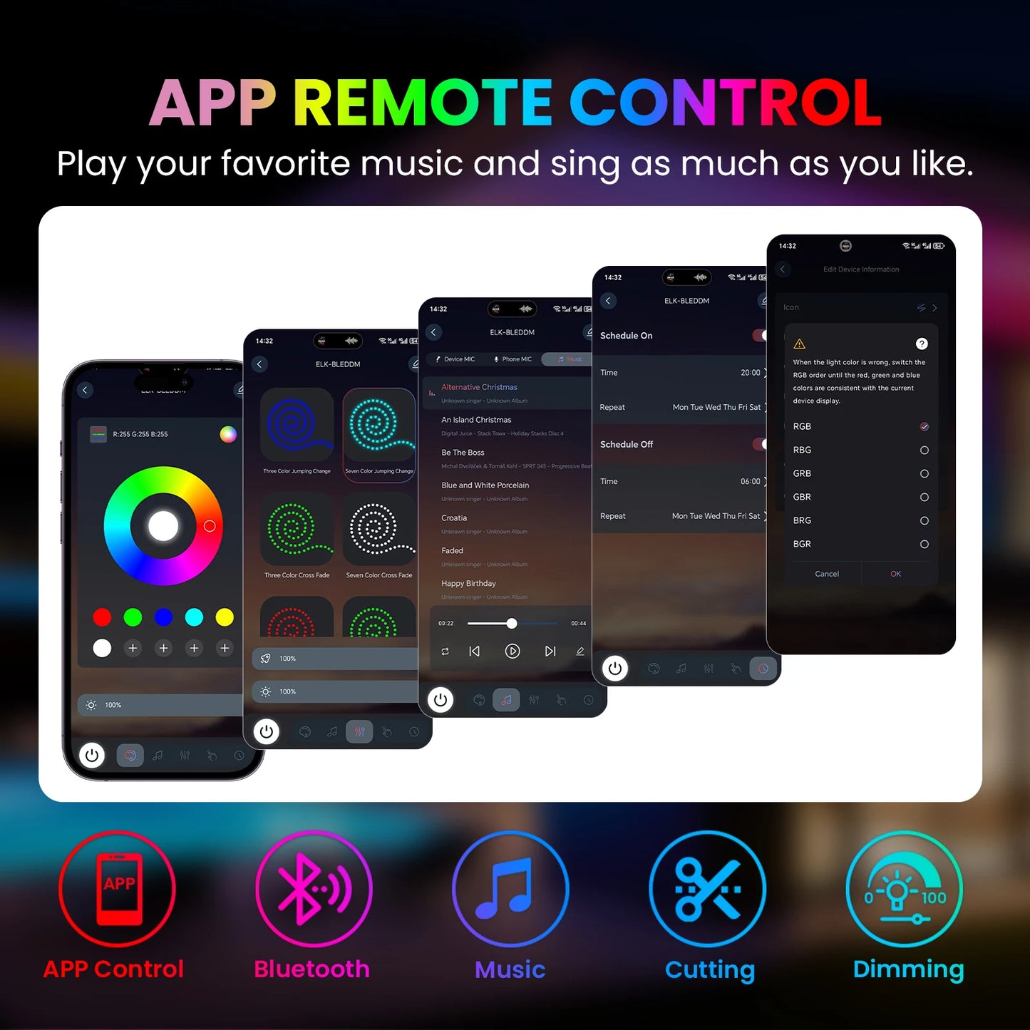 5V RGB Neon Strip Light 1M 2M 3M 3AA Battery Box