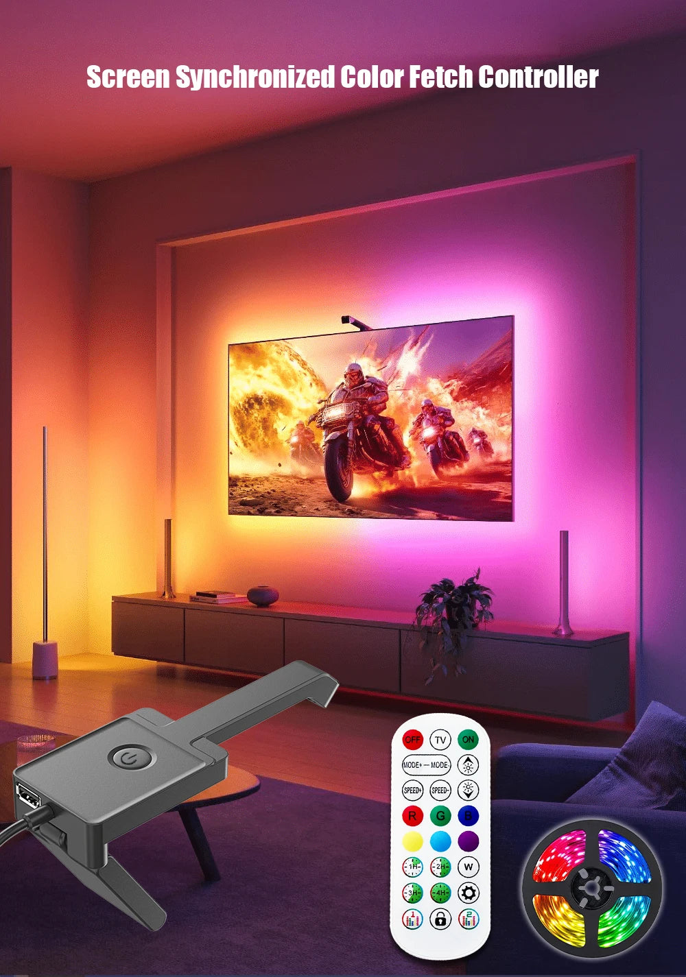 LED TV Led Backlight RGBIC USB Strip Light with AR Color
