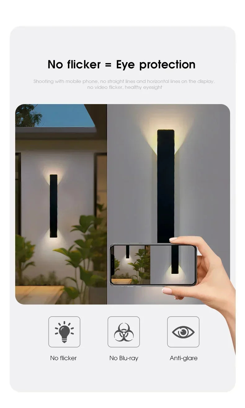 Outdoor Waterproof Wall Lamps Strip Aluminum Wall Lights