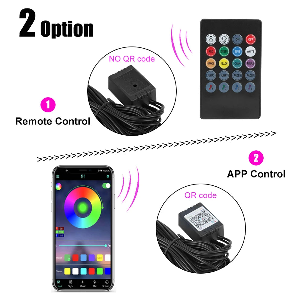 LED Strips RGB Car Interior Light Ambient Lamp Decorative