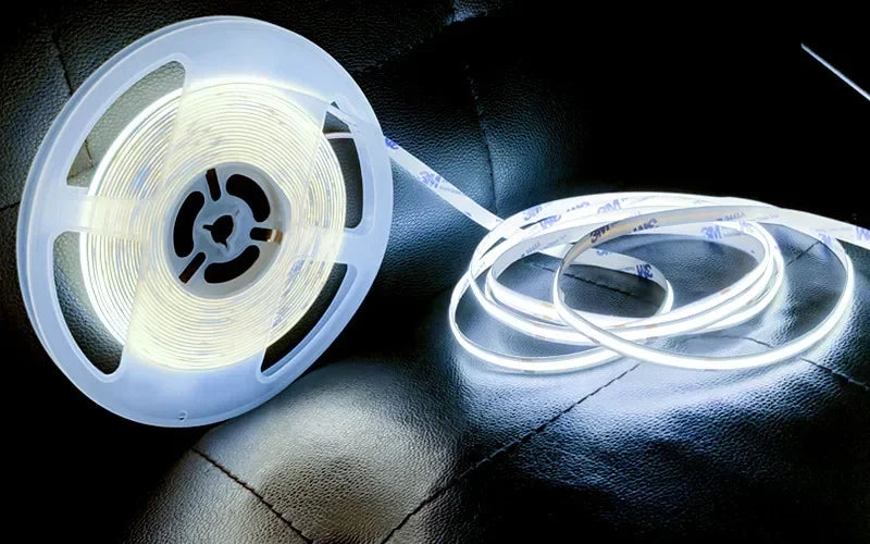 12V 24V COB LED Strip Ultra Thin 8MM Tape Light With DC Plug
