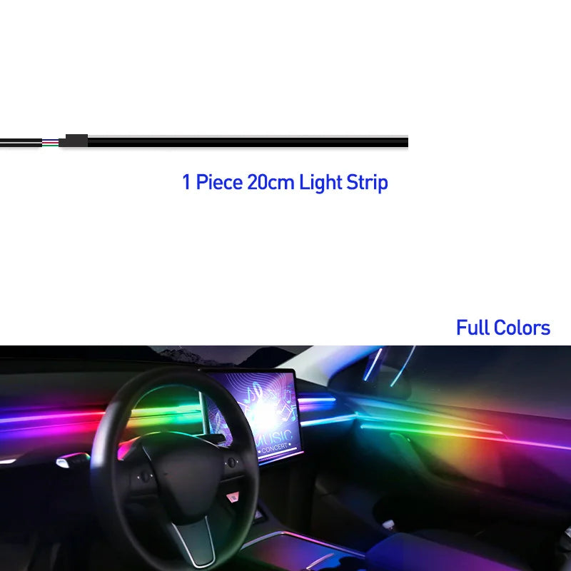18 in 1 Car Ambient Light 64 Color Acrylic Strips App Control