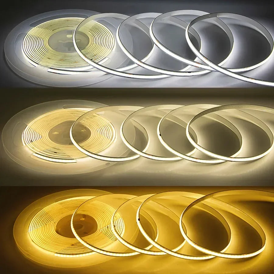 320Leds/M 8mm COB LED Strip DC 12V 24V Flexible High Bright Tape