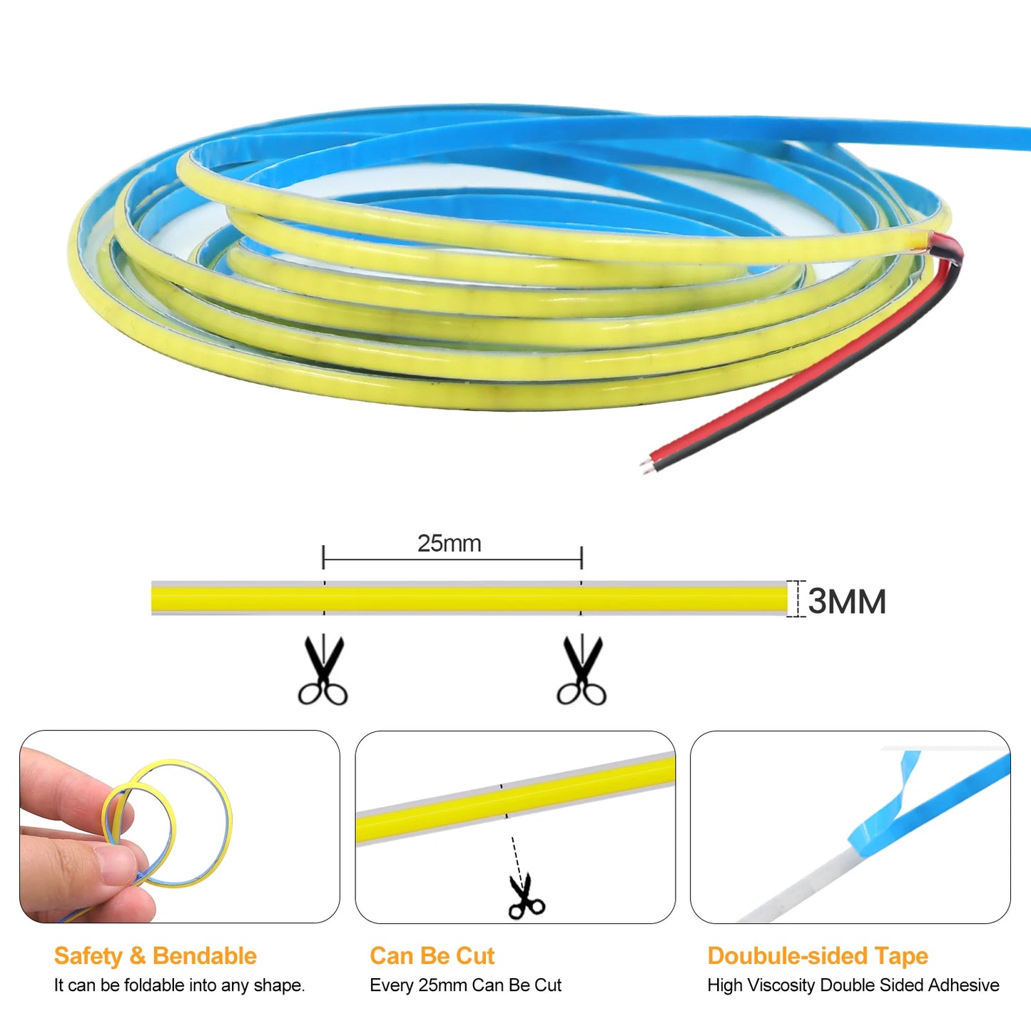 DC 12V COB LED Strip Light for Home Decor TV Backlight Rope